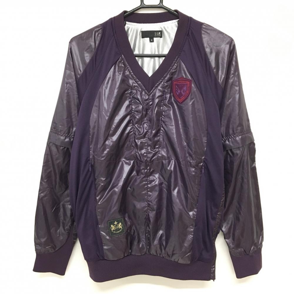 【美品】23区スポーツ 2WAYスニード パープル 袖着脱可 蓄熱裏地 切替 ブルゾン メンズ M ゴルフウェア 23区