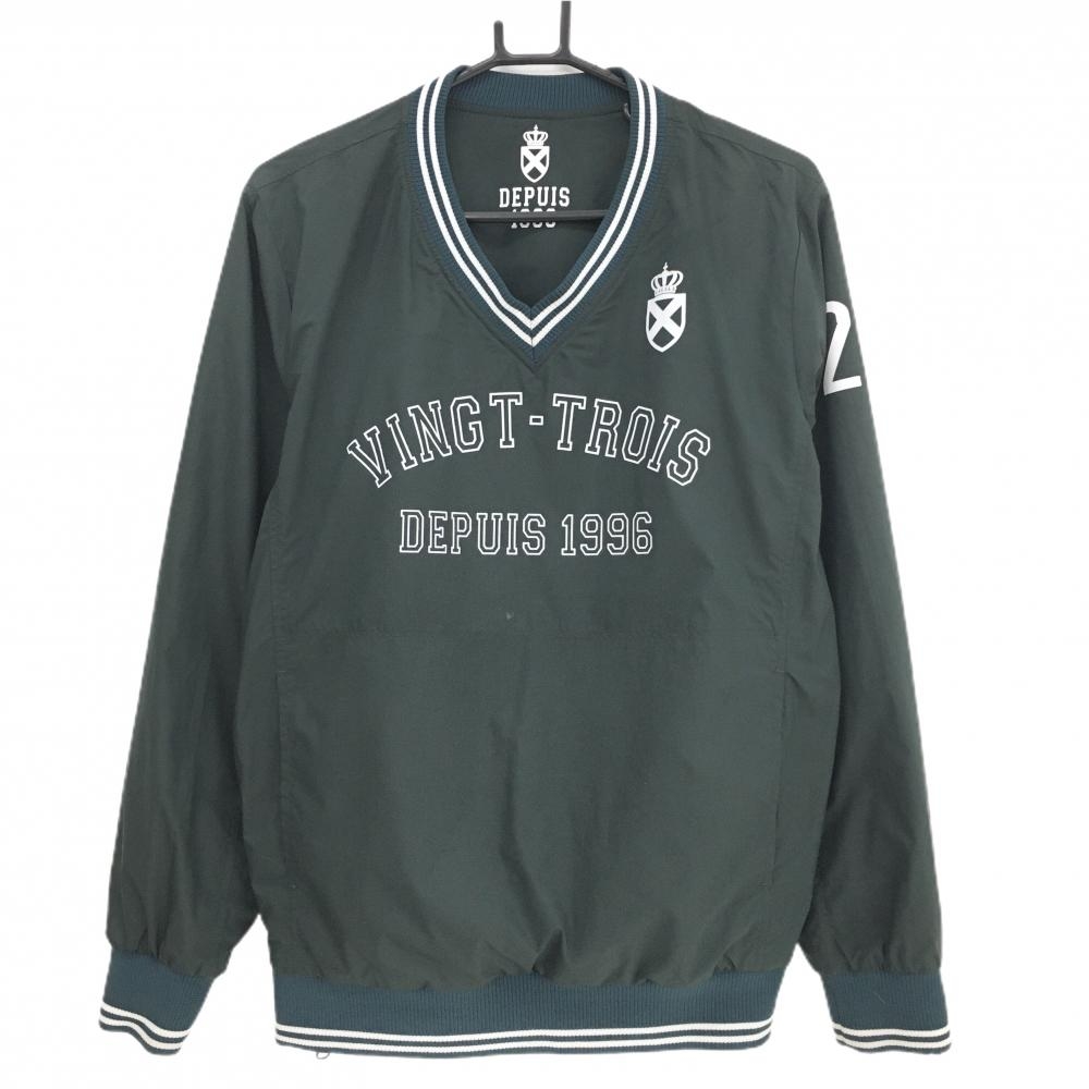 23区ゴルフ リバーシブルスニード ダークグリーン×白 裏ニット Vネック  メンズ L ゴルフウェア 23区