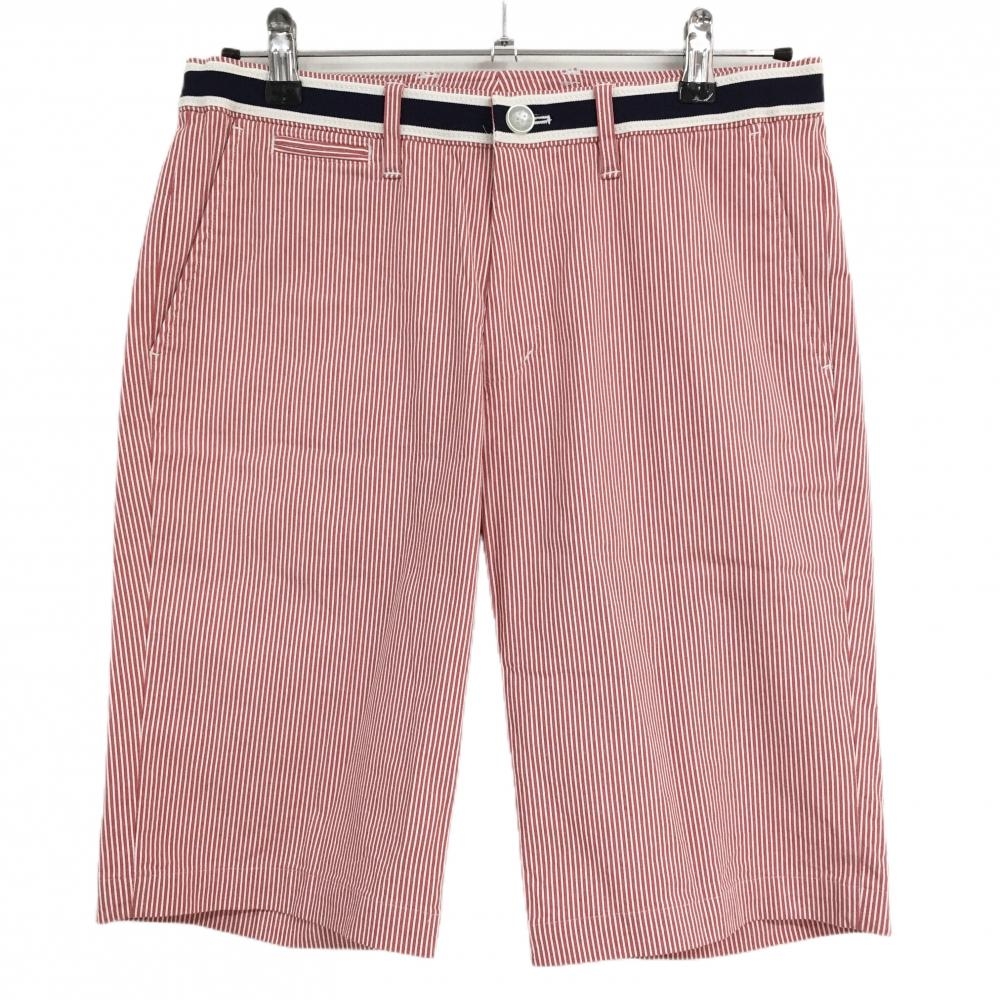 【超美品】23区スポーツ ハーフパンツ レッド×白 ストライプ ストレッチ ウエストライン  メンズ 82 ゴルフウェア 23区