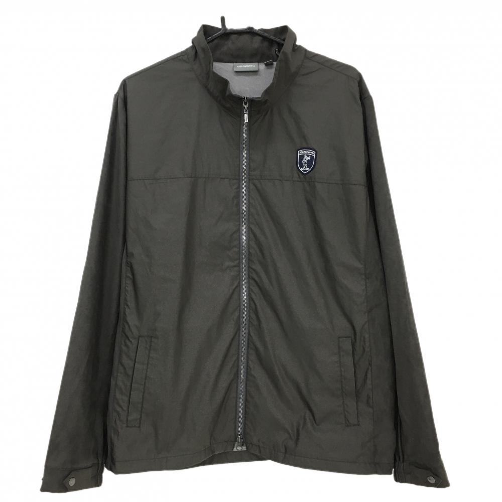 【美品】アシュワース 切替ジャケット ダークグレー×ダークブラウン ロゴワッペン 裏微起毛 メンズ XO ゴルフウェア ASHWORTH