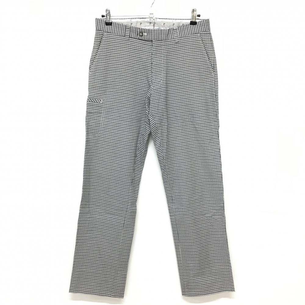 【美品】アシュワース パンツ 白×ネイビー系 ギンガムチェック ストレッチ  メンズ 82 ゴルフウェア ASHWORTH