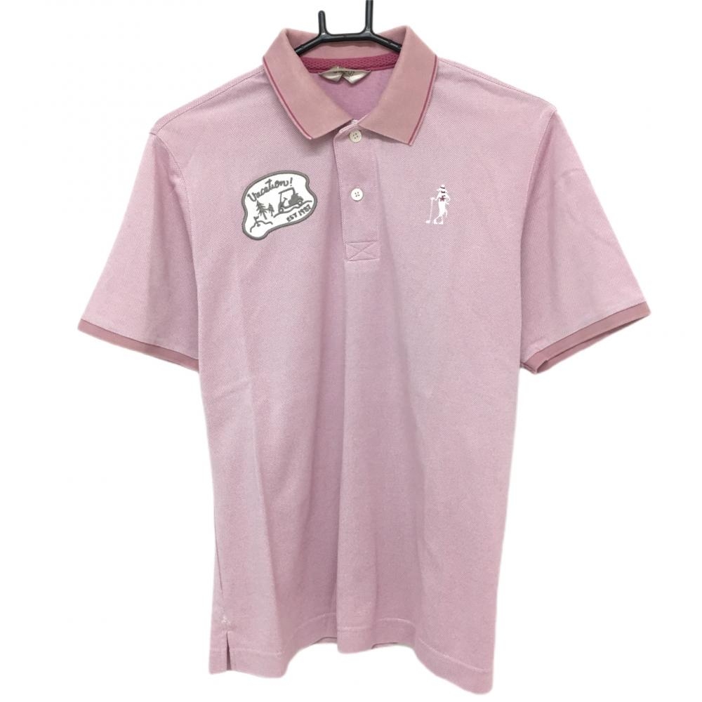 アダバット 半袖ポロシャツ ピンク系 ドッグ刺しゅう メンズ 46(M) ゴルフウェア adabat