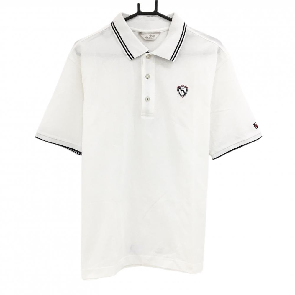 アダバット 半袖ポロシャツ 白×黒 襟ライン メンズ 52(2XL) ゴルフウェア adabat