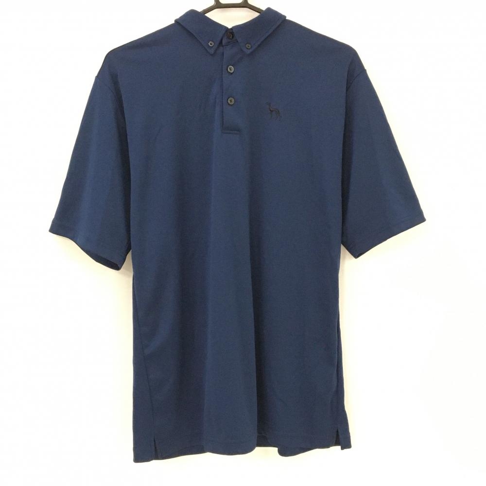 【美品】アダバット 半袖ポロシャツ ネイビー 袖プリント ボタンダウン  メンズ LL ゴルフウェア adabat