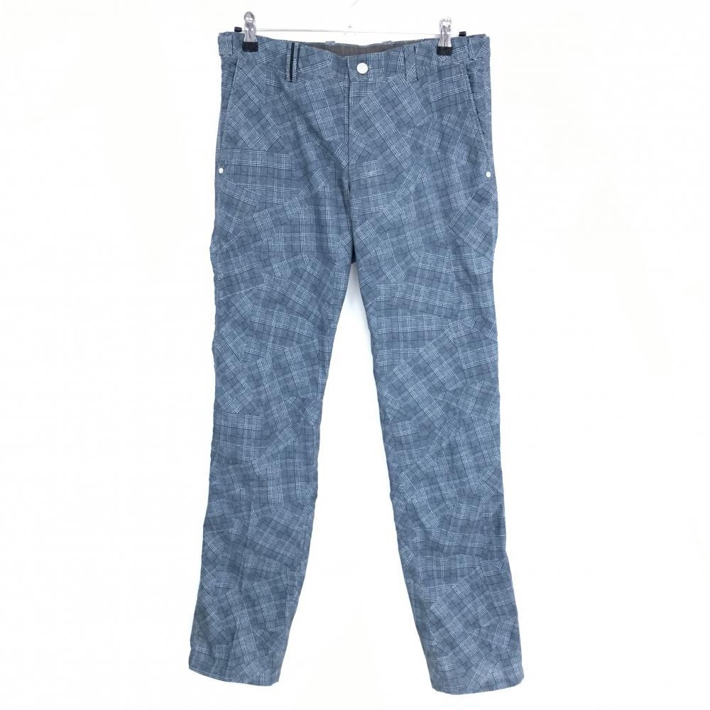 アダバット パンツ ネイビー×白 チェック柄 バックロゴ メンズ 46(M) ゴルフウェア adabat