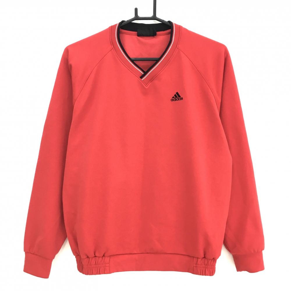 アディダス スニード レッド×黒 ロゴ刺しゅう ネックライン  メンズ S/P ゴルフウェア adidas