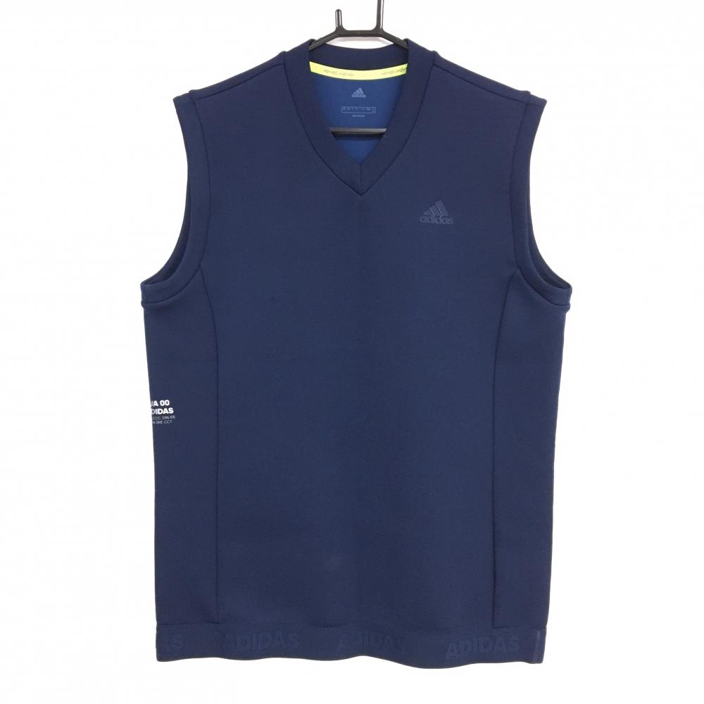 【超美品】アディダス ベスト ネイビー Vネック 胸元ロゴ メンズ O(XL) ゴルフウェア adidas