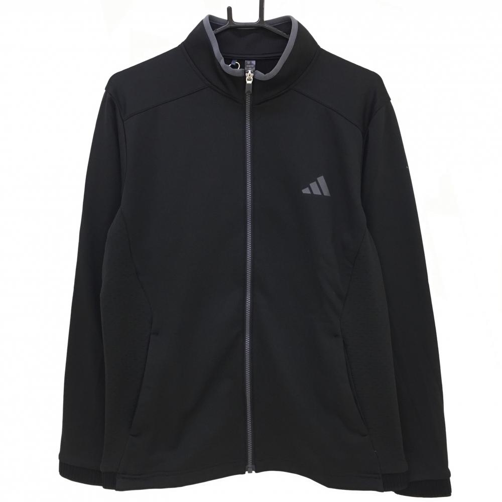 【新品】アディダス ジャケットブルゾン 黒×グレー 裏微起毛 異素材 メンズ L ゴルフウェア adidas