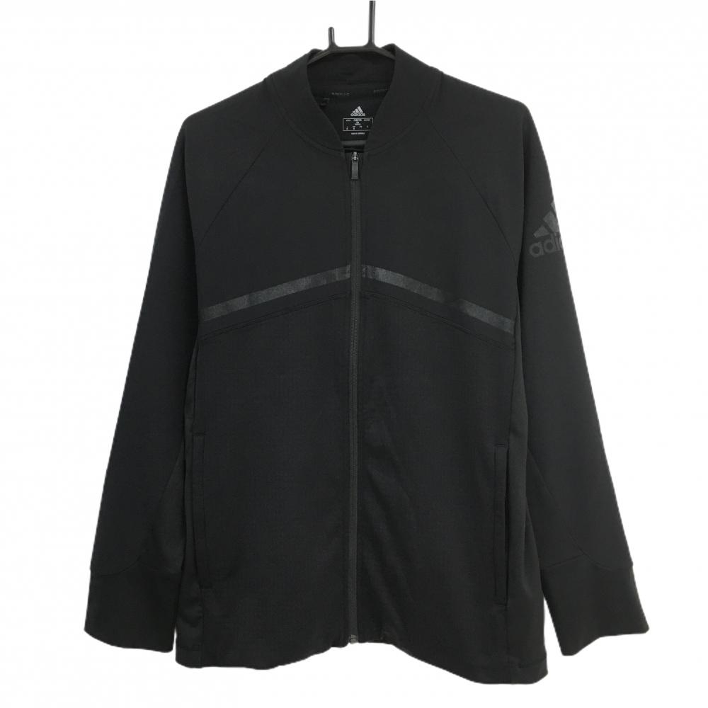 【美品】アディダス ジャケット 黒 裏起毛 切替素材 メンズ M ゴルフウェア adidas