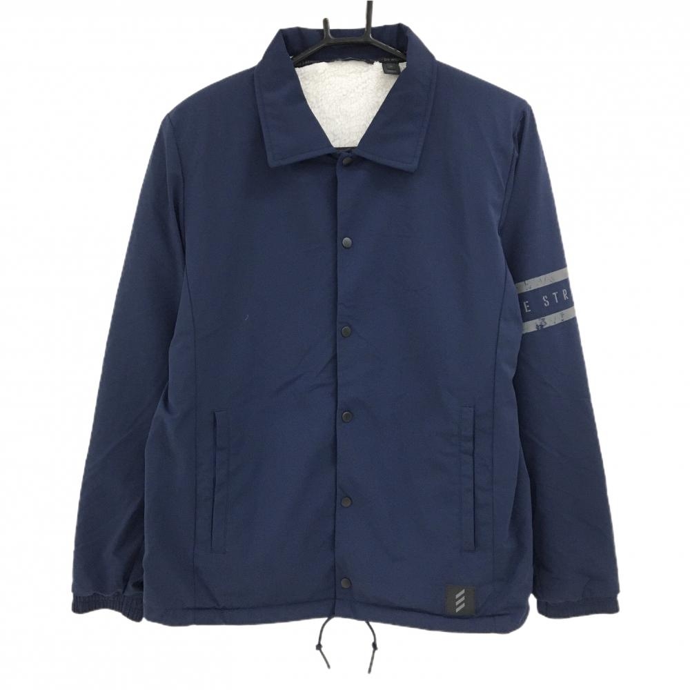 【超美品】アディダス ジャケット ネイビー 裏地ボア スナップボタン ADICROSS メンズ M ゴルフウェア adidas