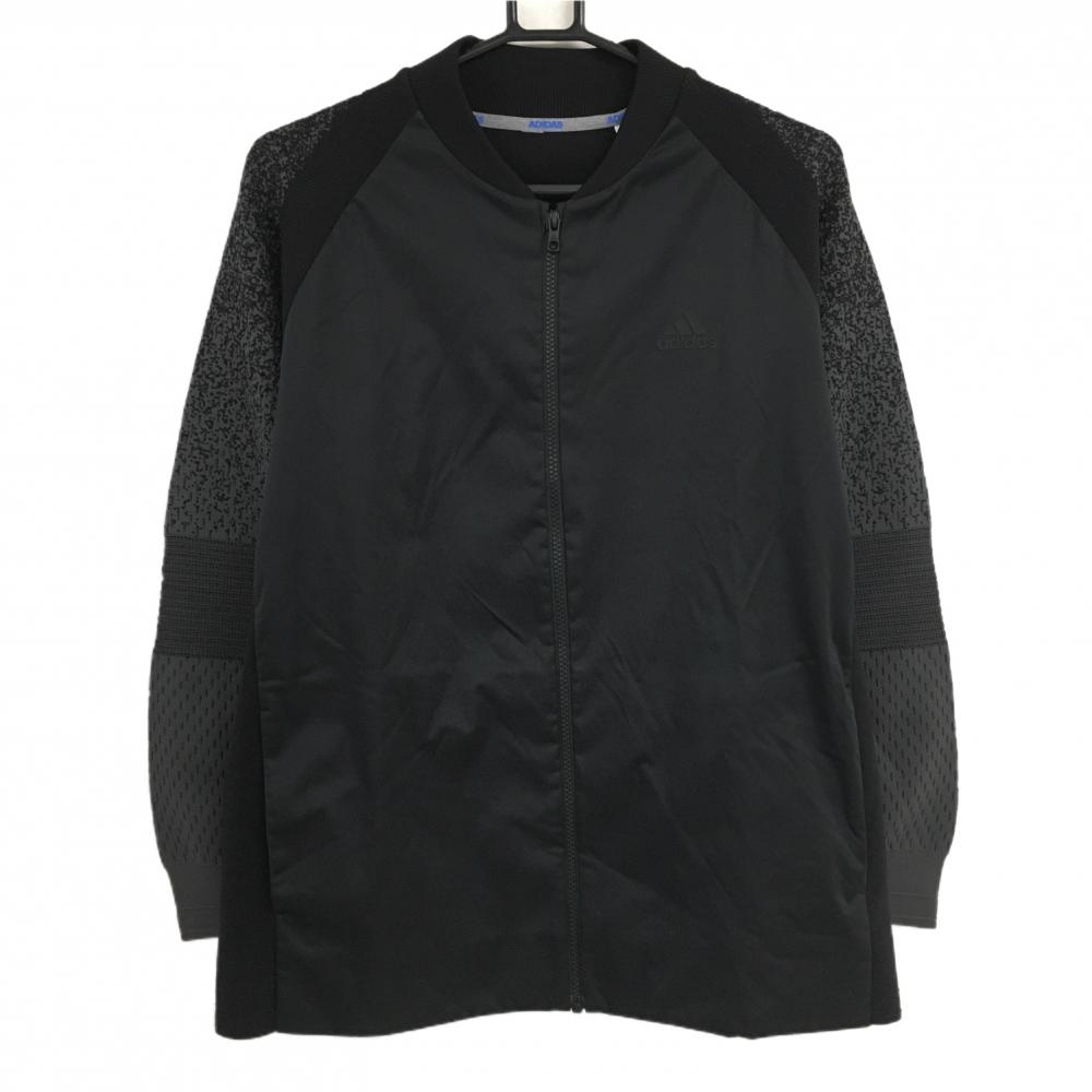 【美品】アディダス 切替ジャケット 黒×グレー 袖・背面ニット メンズ  ゴルフウェア adidas