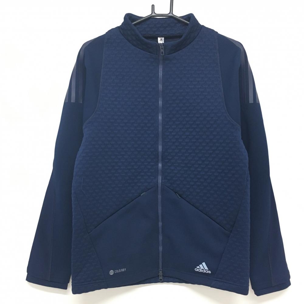 【美品】アディダス ジャケット ネイビー 一部柄 袖裏一部起毛  メンズ M ゴルフウェア adidas