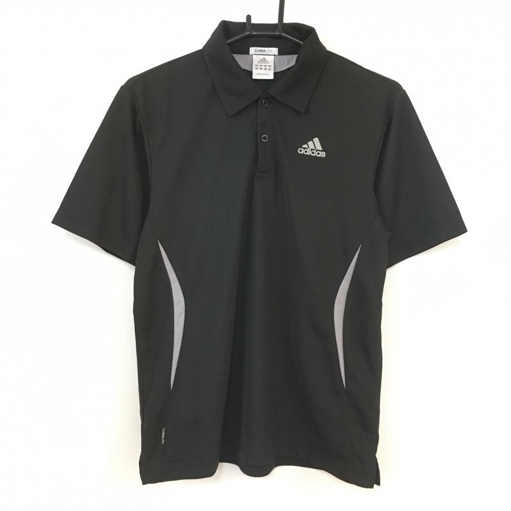 adidas アディダス 半袖ポロシャツ 黒×グレー クリマライト 一部メッシュ シンプル  メンズ M ゴルフウェア