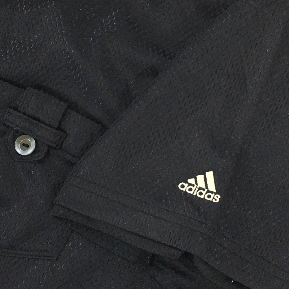 アディダス 半袖ポロシャツ 黒 織生地 ジップ 胸ポケット メンズ M/M ゴルフウェア adidas - 中古ゴルフウェア 通販サイトReonard(レオナード)