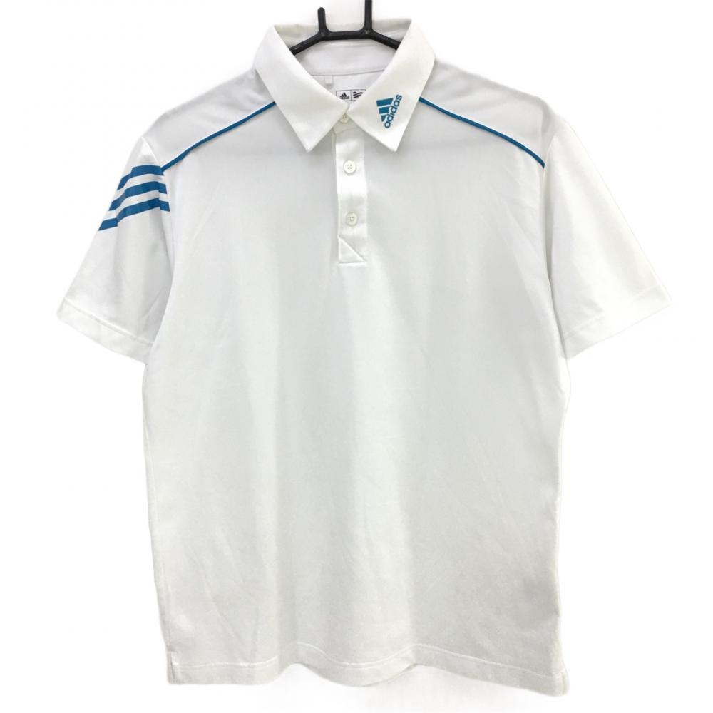 アディダス 半袖ポロシャツ 白×ライトブルー 3ライン メンズ L ゴルフウェア adidas - 中古ゴルフ ウェア通販サイトReonard(レオナード)