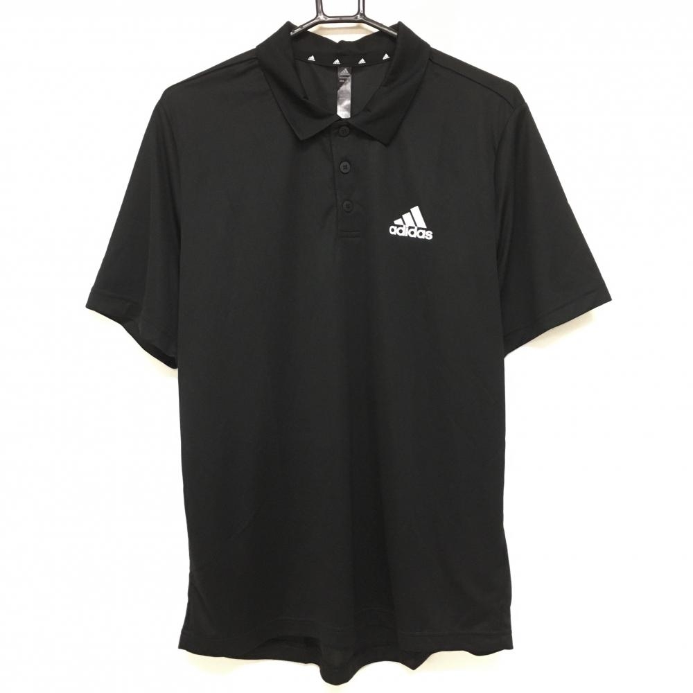 【新品】アディダス 半袖ポロシャツ 黒 ロゴ白 メンズ O(XL) ゴルフウェア adidas