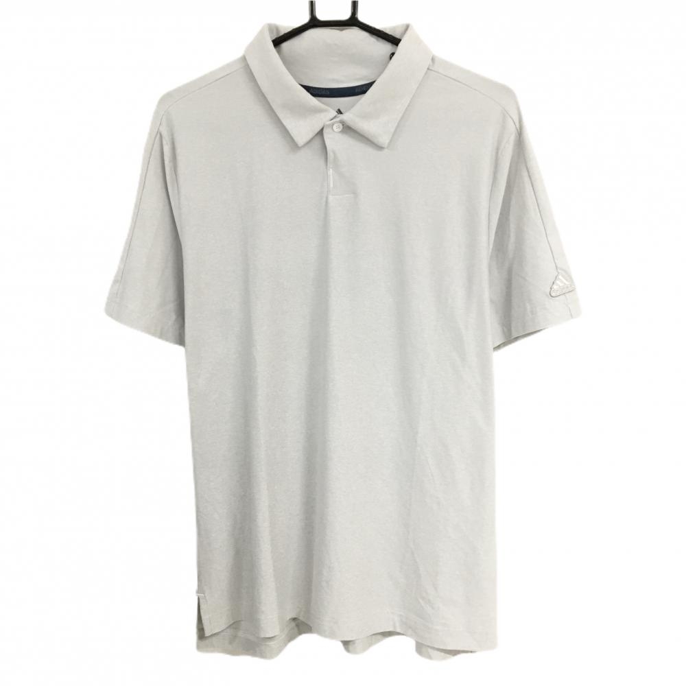 アディダス 半袖ポロシャツ 杢ライトグレー 袖ロゴ PRIMEGREEN  メンズ L ゴルフウェア adidas