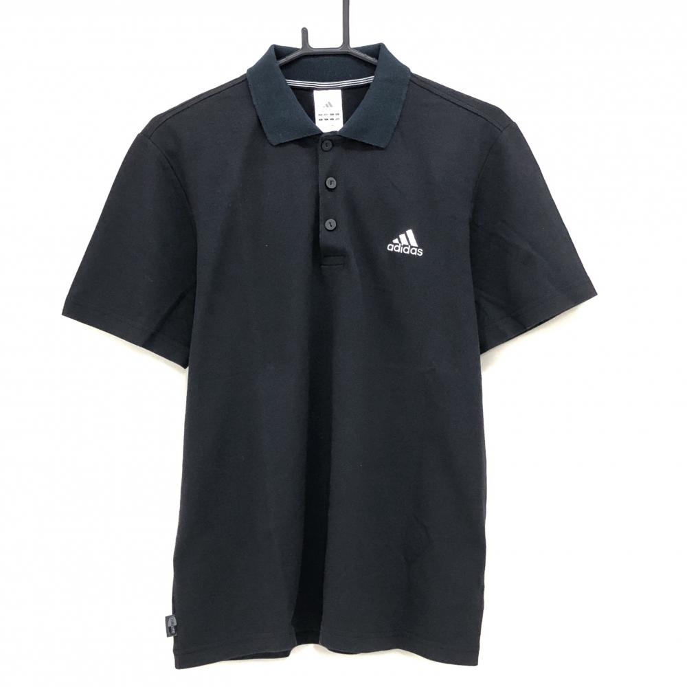 アディダス 半袖ポロシャツ 黒 ロゴ刺しゅう 襟色褪せ メンズ L ゴルフウェア adidas