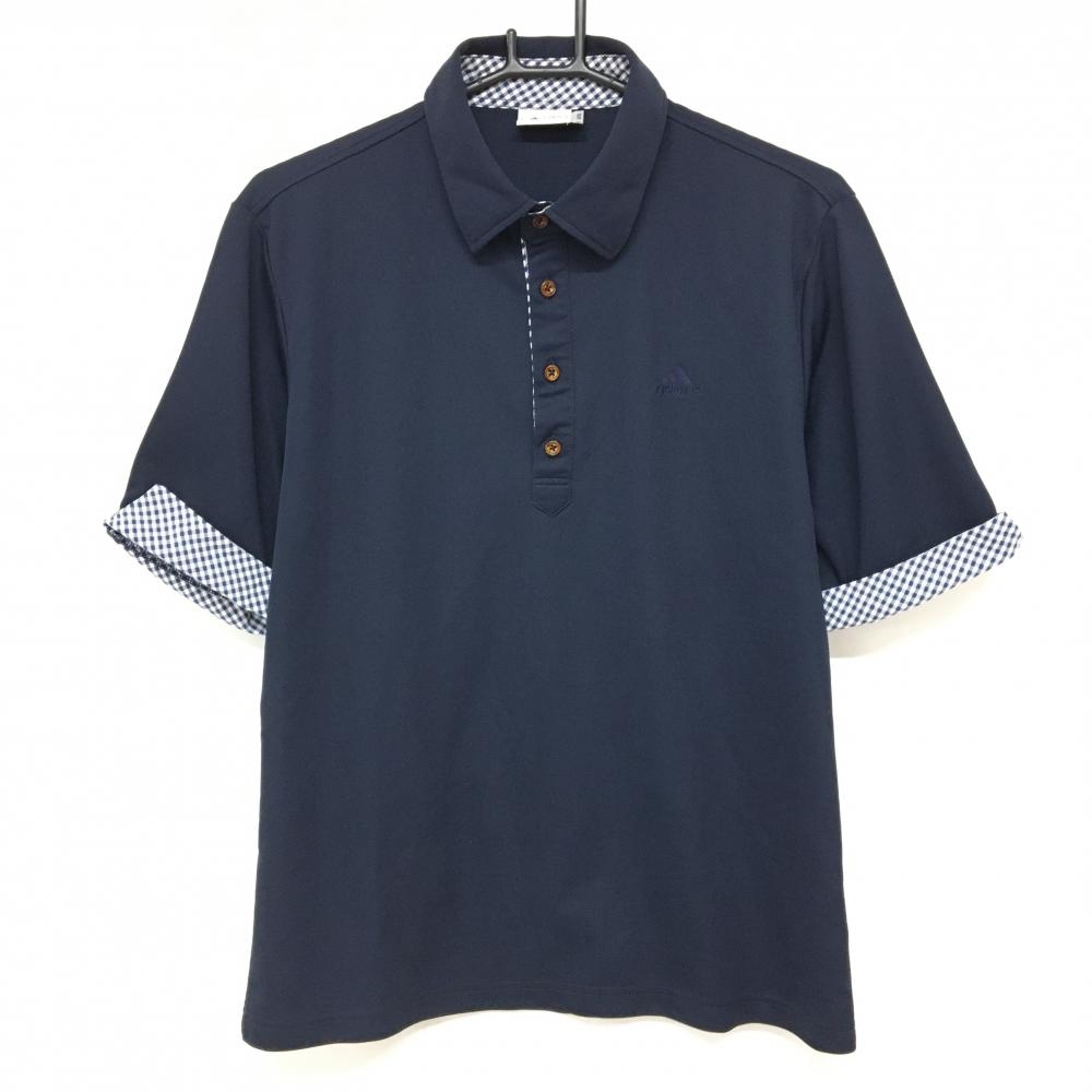 アディダス 半袖ポロシャツ ネイビー シンプル メンズ O/XG(XL) ゴルフウェア adidas