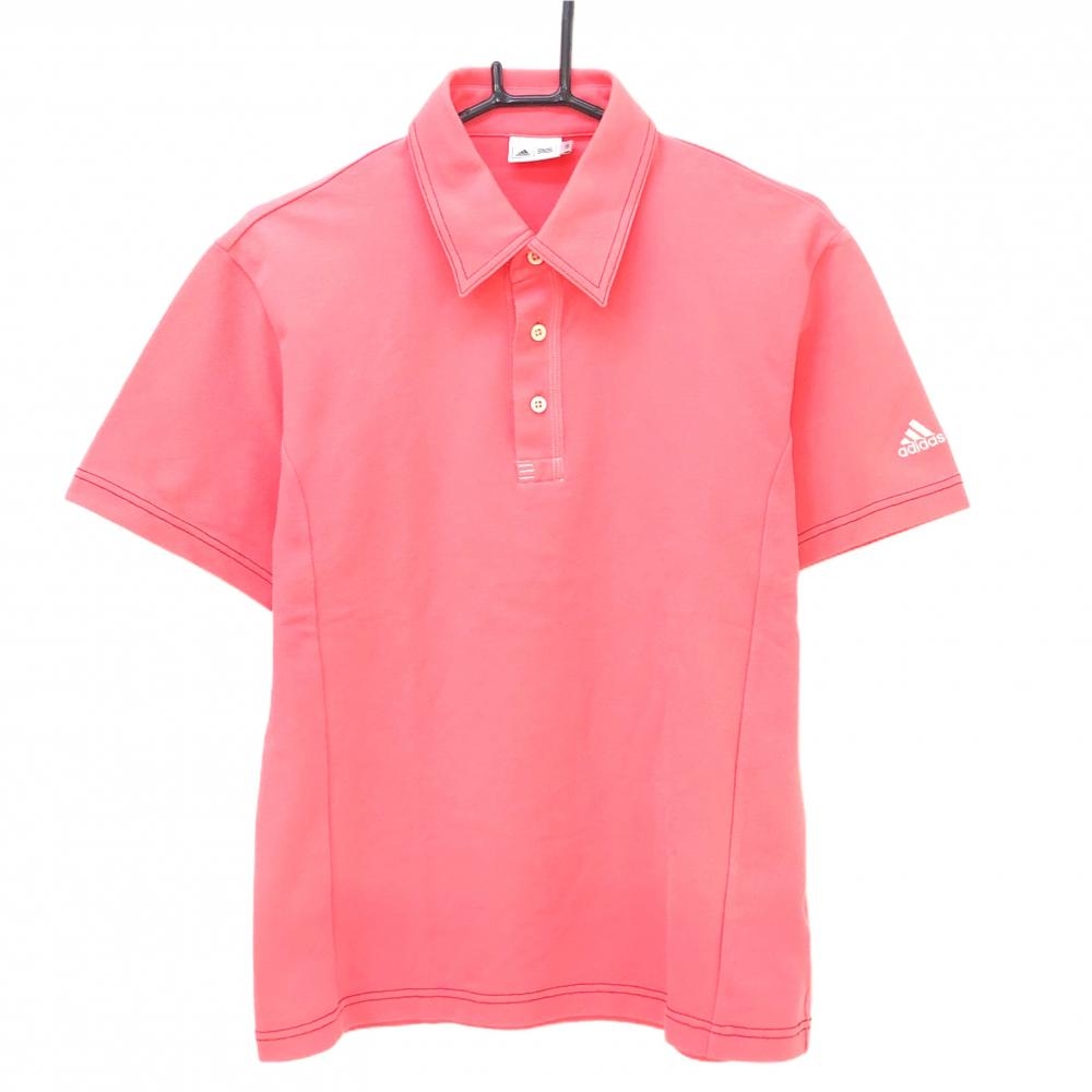 アディダス 半袖ポロシャツ ピンク 袖ロゴ白 メンズ L/G ゴルフウェア adidas