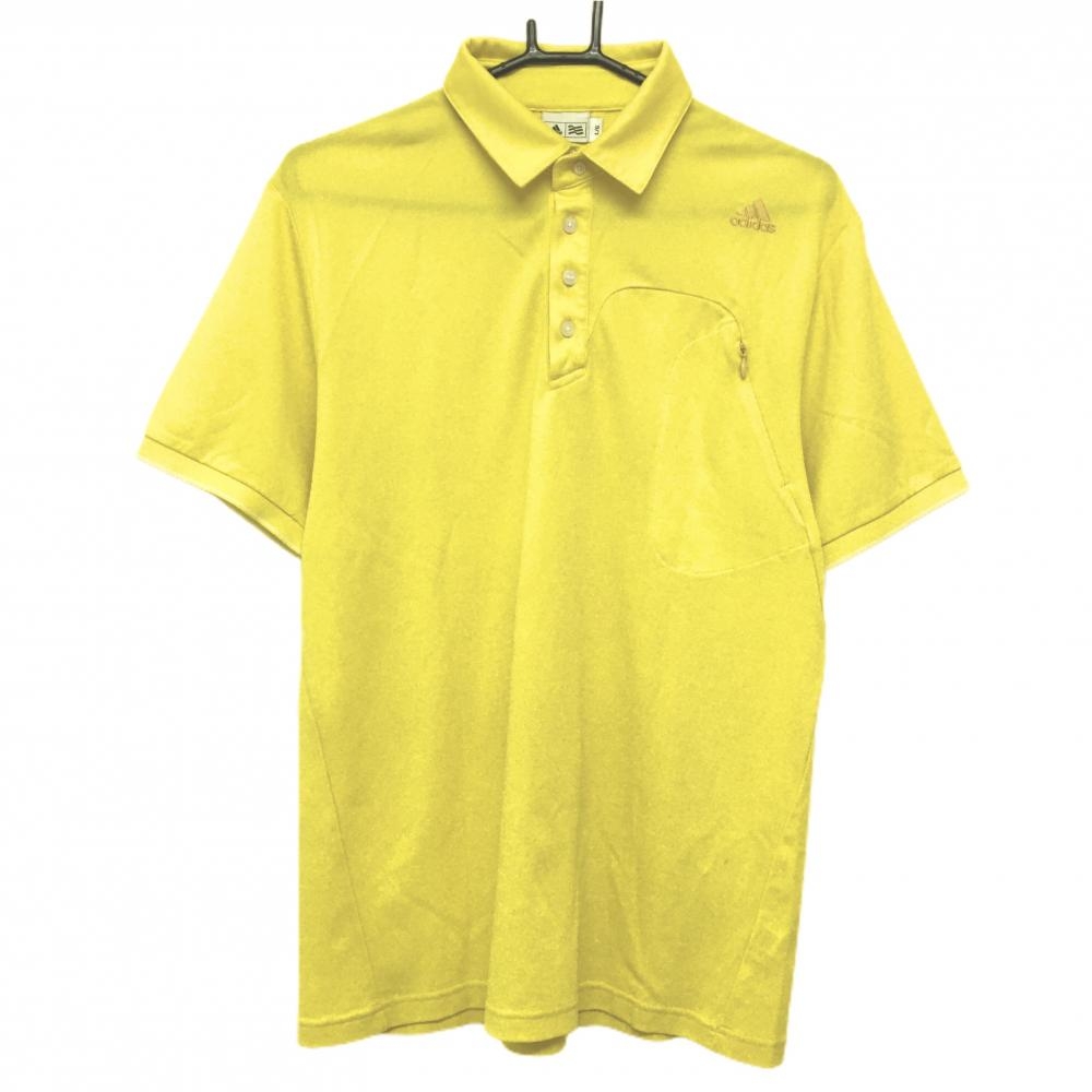 アディダス 半袖ポロシャツ イエロー ロゴ刺しゅう  メンズ L/G ゴルフウェア adidas