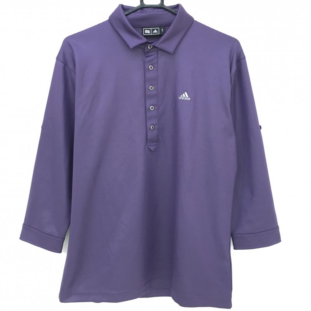 アディダス 七分袖ポロシャツ パープル 袖調整可 半袖 メンズ L/G ゴルフウェア adidas