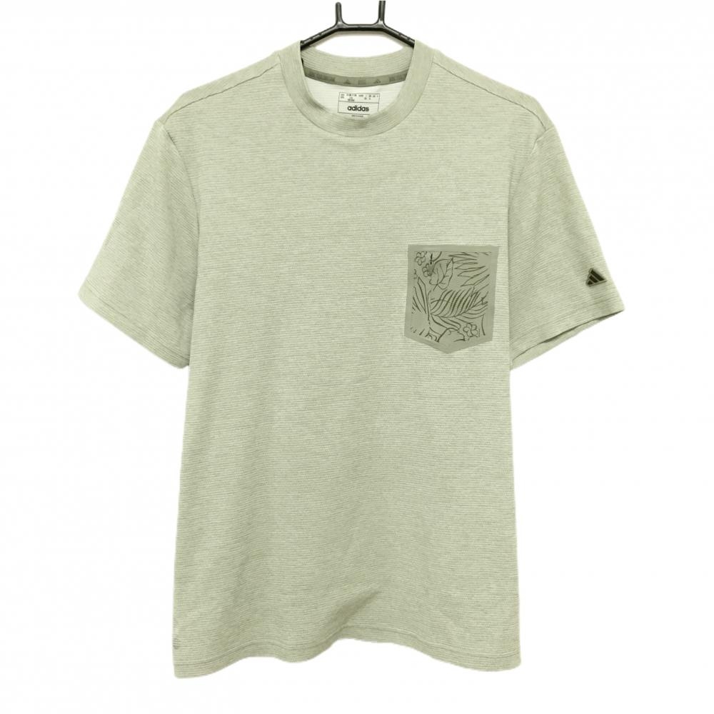 【美品】アディダス Tシャツ ライトグレー 胸ポケット  メンズ 2XL ゴルフウェア adidas