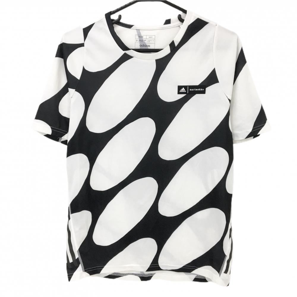 アディダス Tシャツ 白×黒 総柄 メンズ L ゴルフウェア adidas