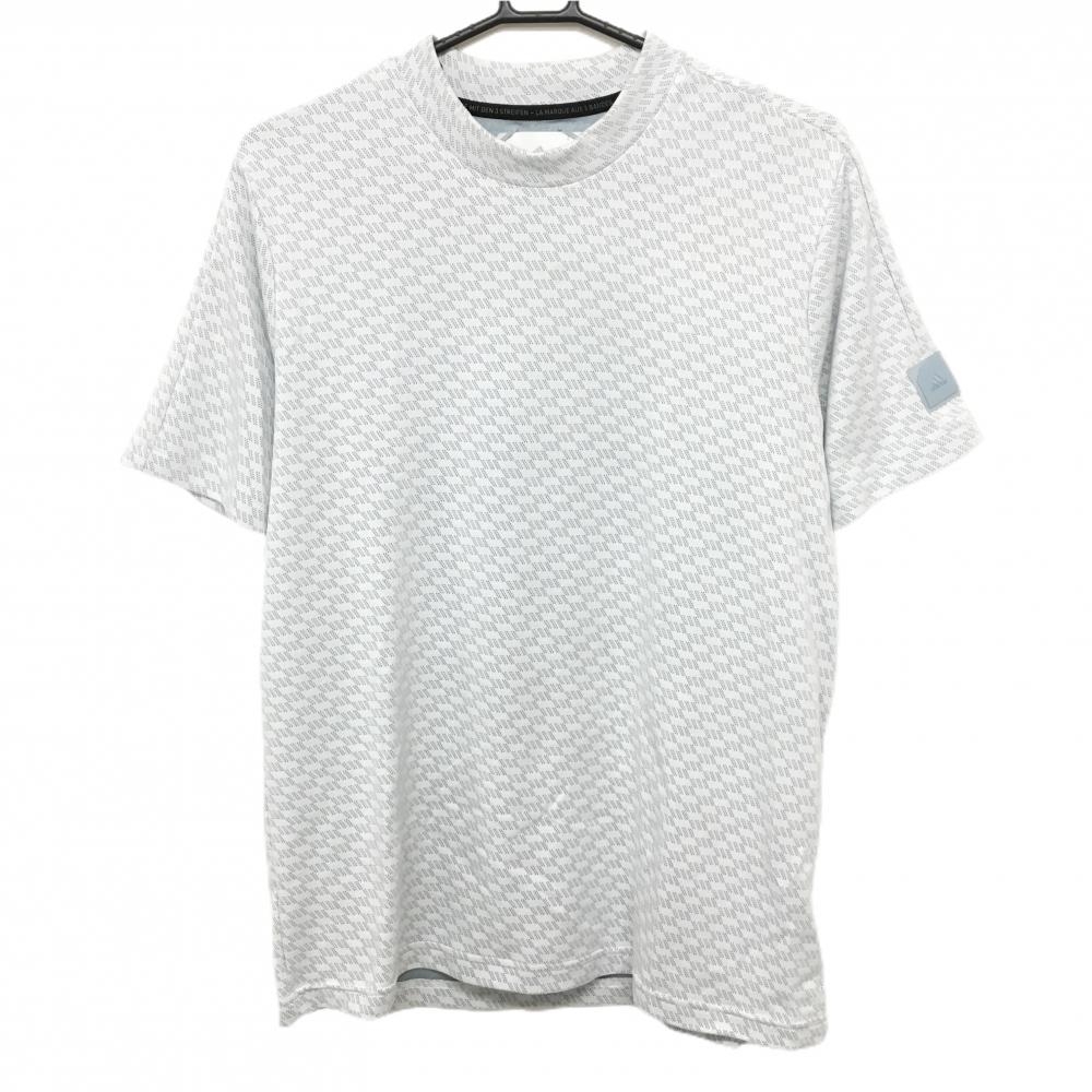 【超美品】アディダス Tシャツ 白×ライトブルー 総柄 メンズ L ゴルフウェア adidas