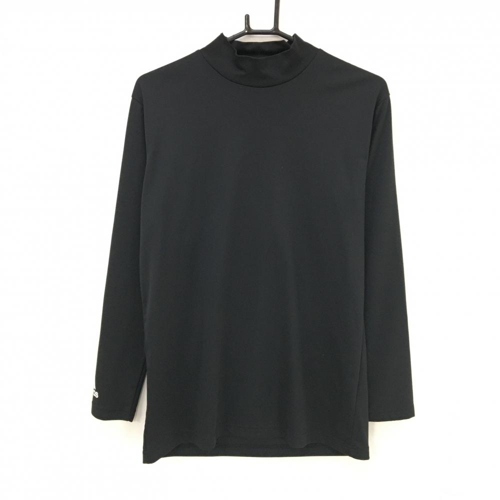 【美品】アディダス ハイネックインナーシャツ 黒×白 袖口ロゴ メンズ L/G ゴルフウェア adidas