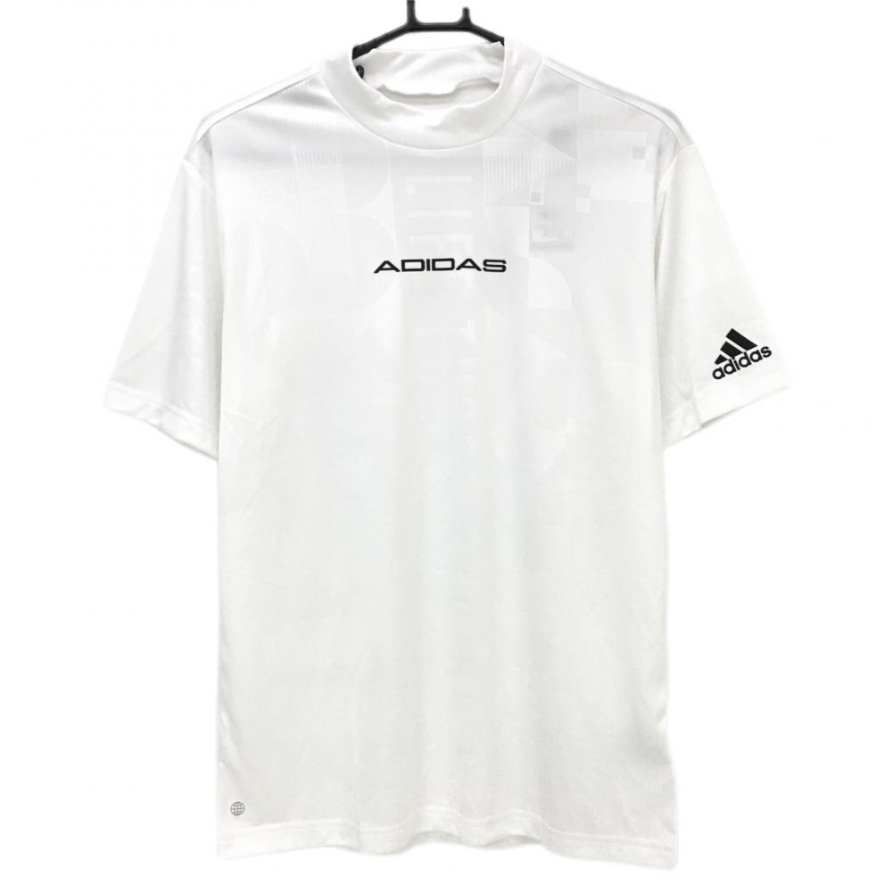 【新品】アディダス 半袖ハイネックシャツ 白 地模様 吸水 DRY メンズ M ゴルフウェア 2023年モデル adidas