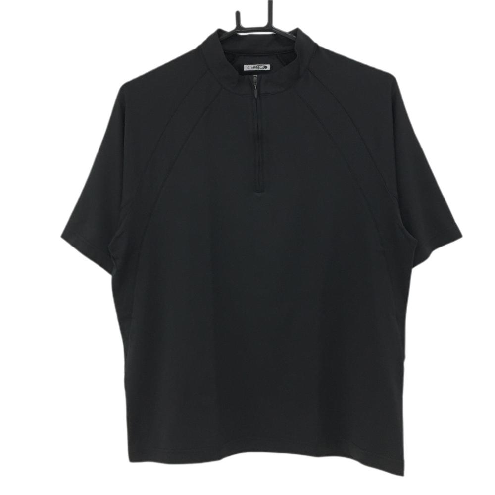 アディダス 半袖ハイネックシャツ 黒 一部メッシュ素材 ハーフジップ  メンズ S/P ゴルフウェア adidas
