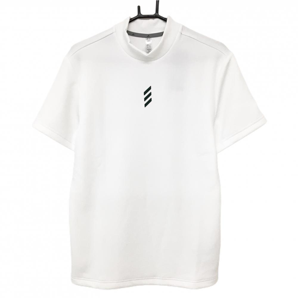 【新品】アディダス 半袖ハイネックシャツ 白 胸元ロゴ メンズ M ゴルフウェア 2024年モデル adidas