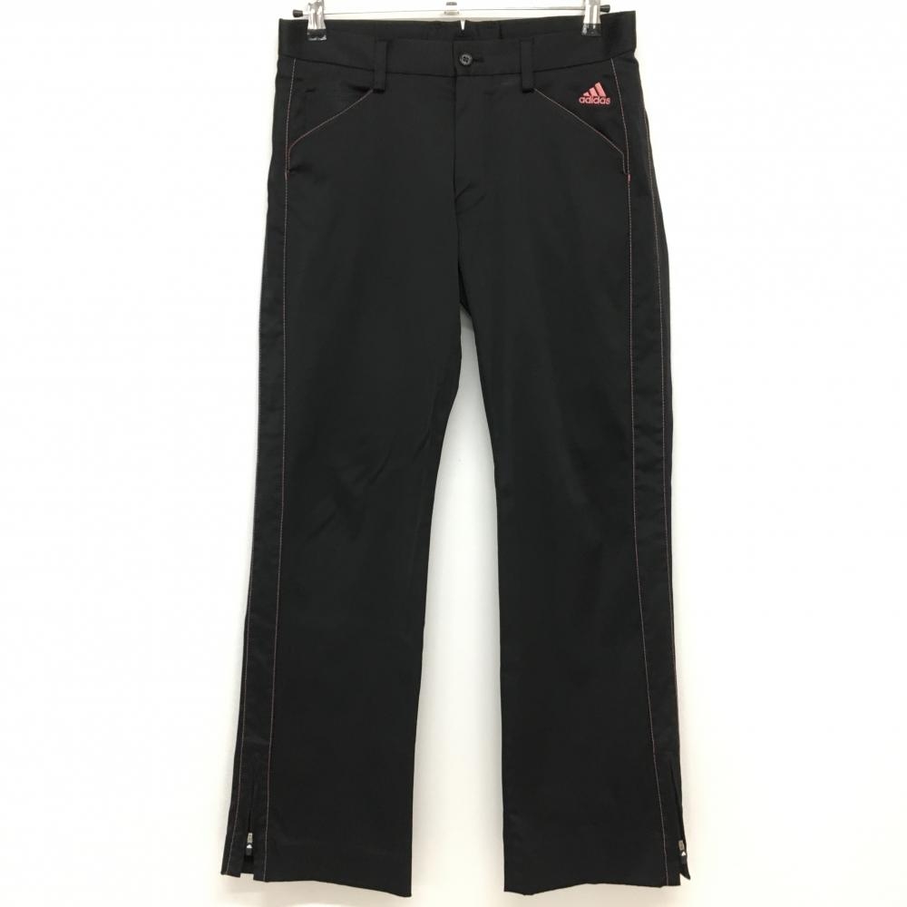 アディダス パンツ 黒×ピンク ロゴ刺しゅう 裾ジップ メンズ 79 ゴルフウェア adidas