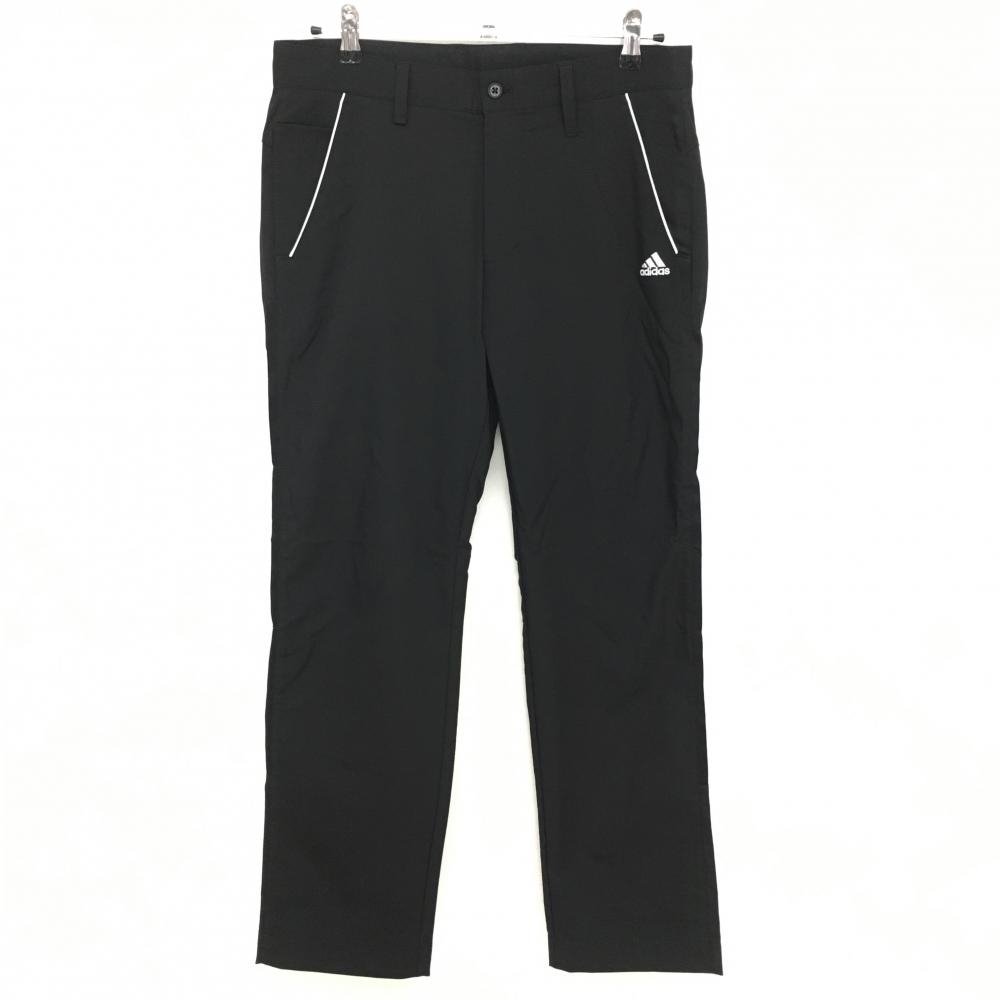 【超美品】アディダス パンツ 黒×白 サイドメッシュ ロゴ刺しゅう メンズ 82(M) ゴルフウェア adidas