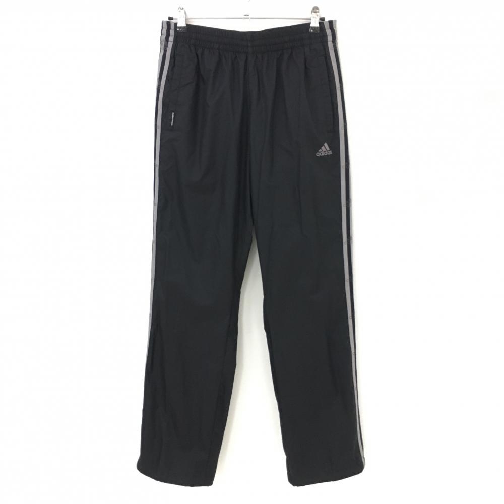 【超美品】アディダス パンツ 黒×グレー サイド3ライン 裾ドローコード メンズ XO ゴルフウェア adidas 画像