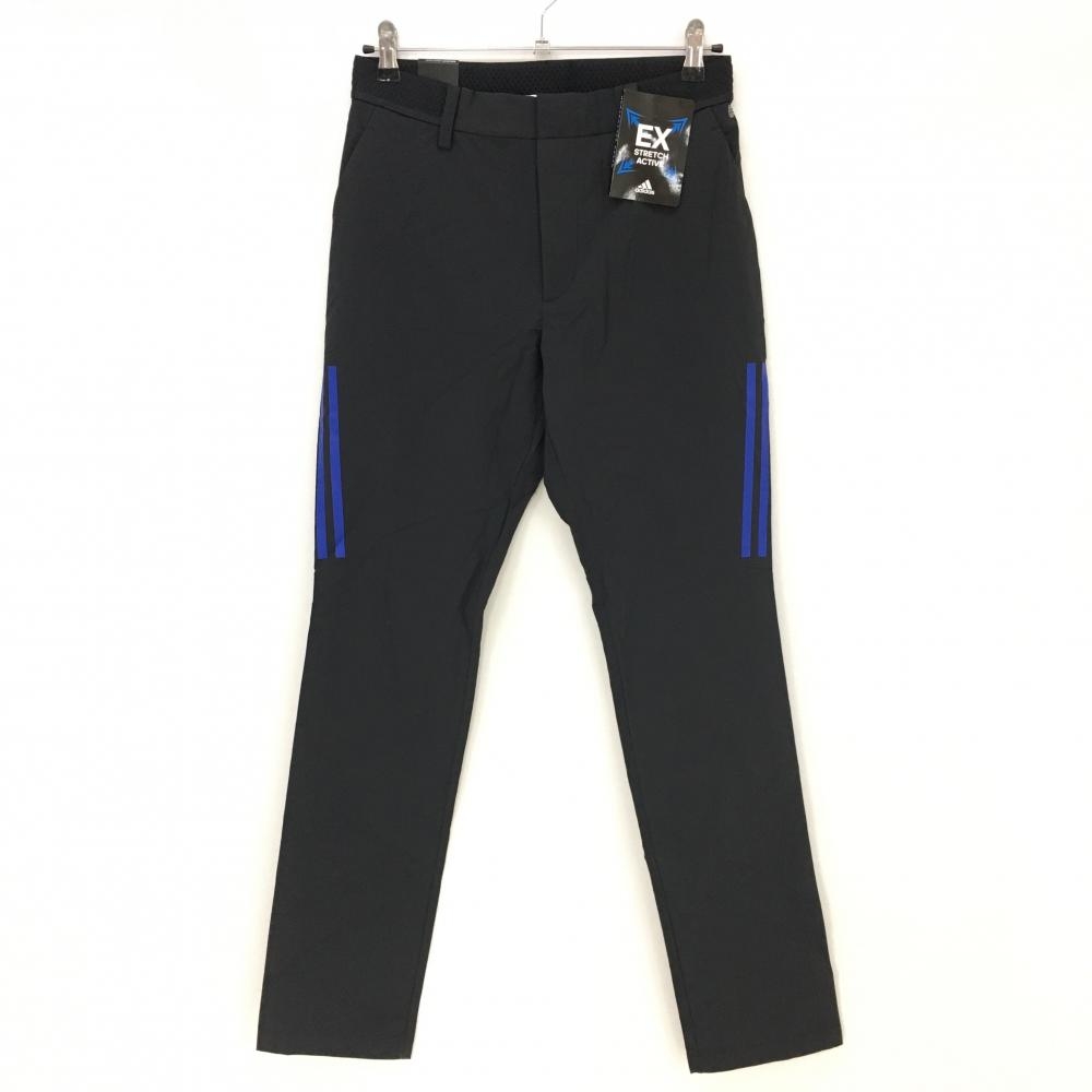 【新品】アディダス ストレッチパンツ 黒×ブルー ウエストゴム UPF50 EXストレッチ メンズ 79 ゴルフウェア 2022年モデル adidas