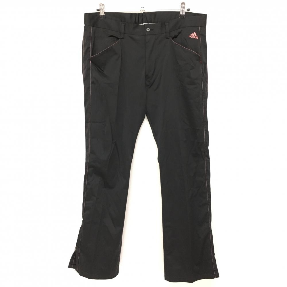 アディダス パンツ 黒×ピンク ステッチ 裾ファスナー スリット 光沢  メンズ 94 ゴルフウェア adidas