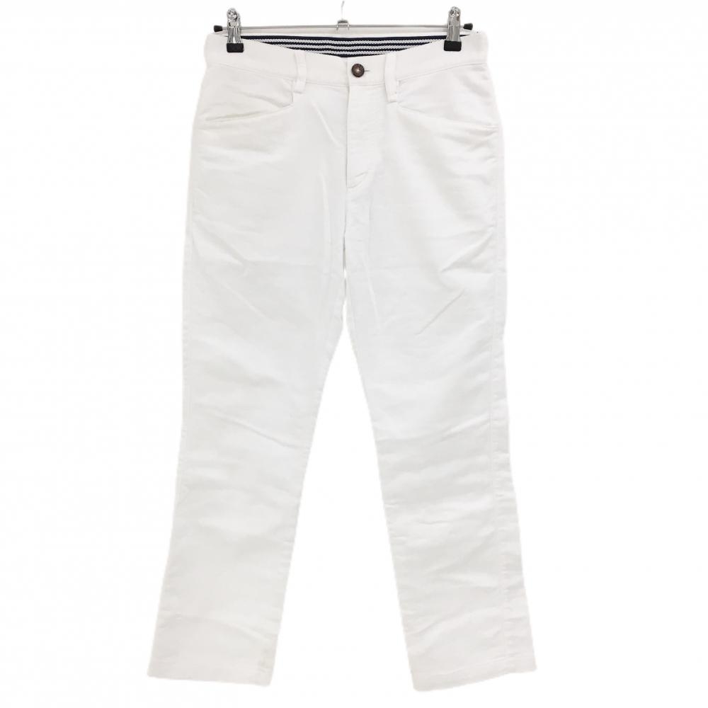 アディダス パンツ 白×ネイビー バックロゴ メンズ 76 ゴルフウェア adidas