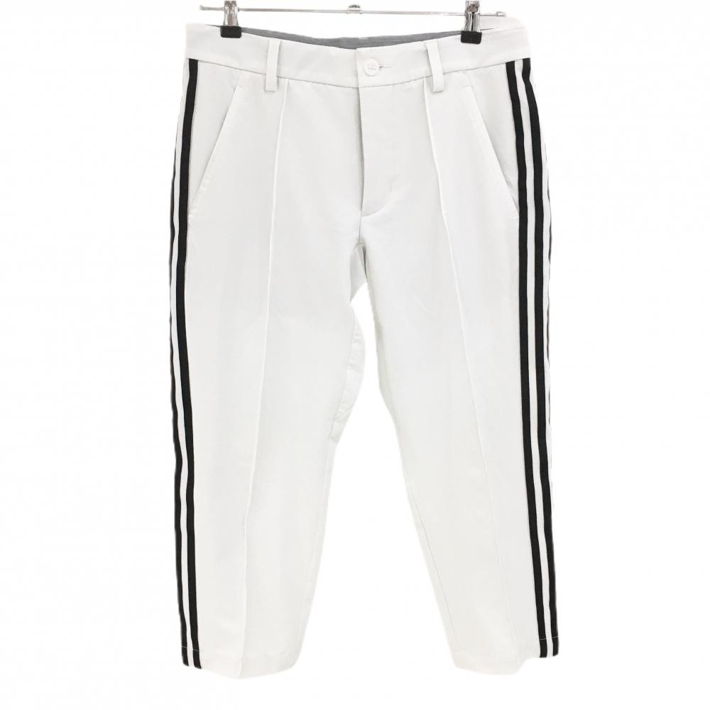 アディダス 半端丈パンツ 白×黒 サイド3ライン メンズ  ゴルフウェア adidas