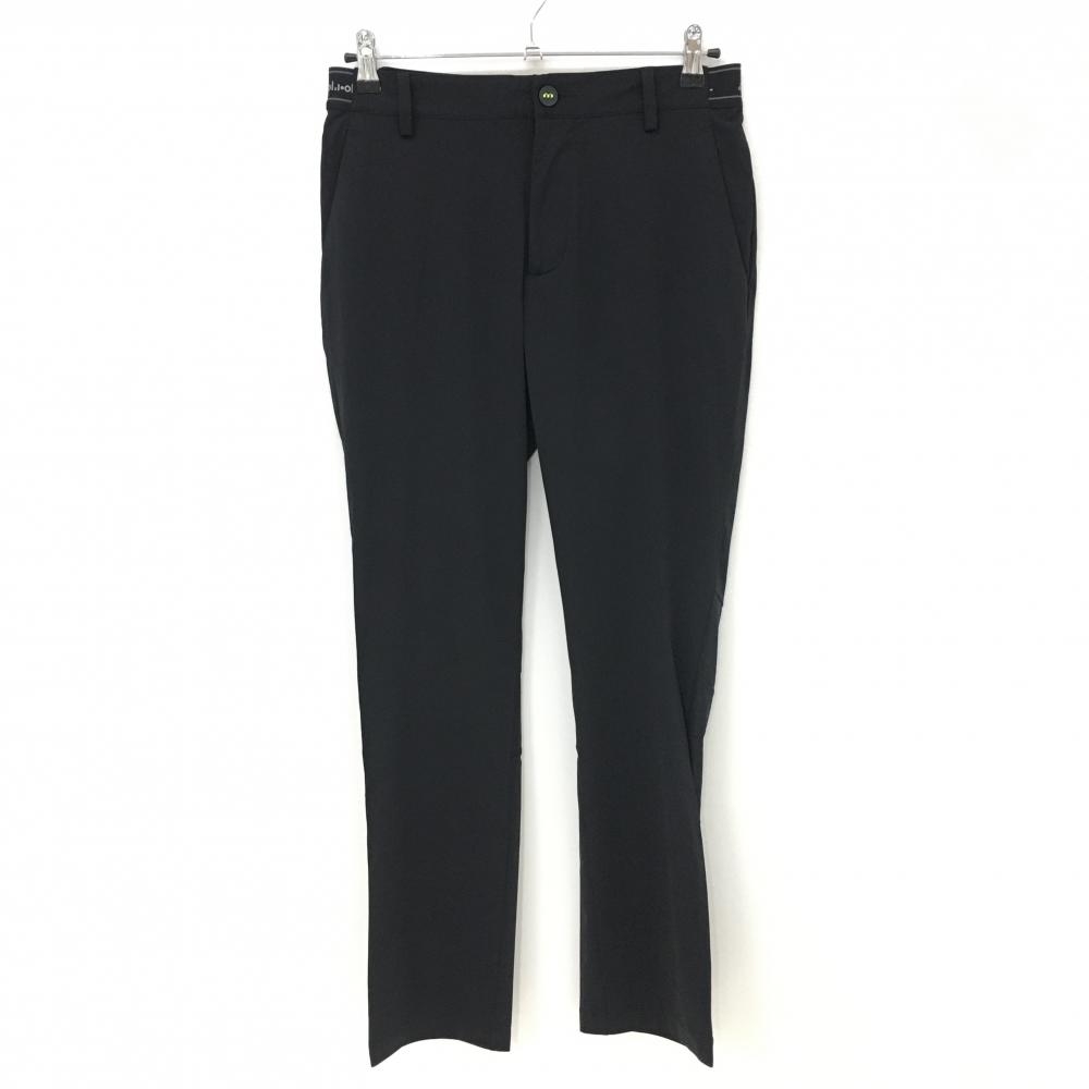 【超美品】アディダス パンツ 黒 無地 ウエスト一部ゴム バックロゴ ストレッチ メンズ M ゴルフウェア adidas