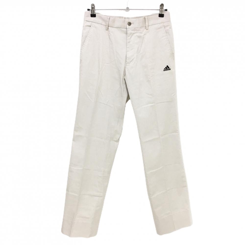 【美品】アディダス パンツ ライトベージュ ロゴ黒 メンズ 76 ゴルフウェア adidas