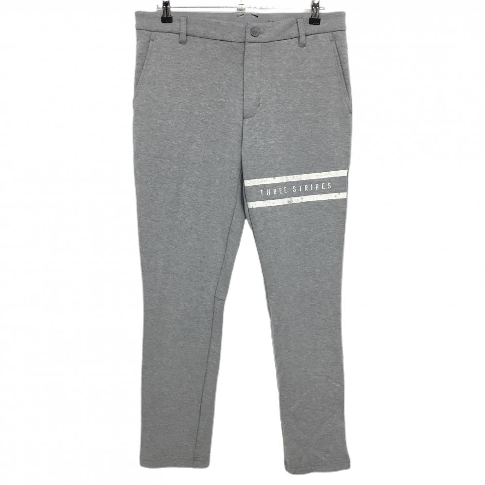 【超美品】アディダス パンツ グレー×白 太ももプリント ストレッチ メンズ O ゴルフウェア adidas