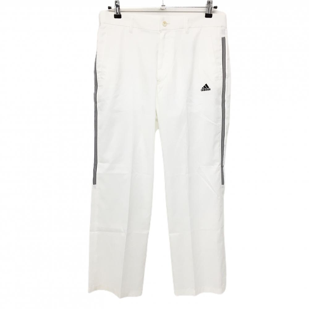 【美品】アディダス パンツ 白 サイドライン ロゴ刺しゅう  メンズ 82 ゴルフウェア adidas