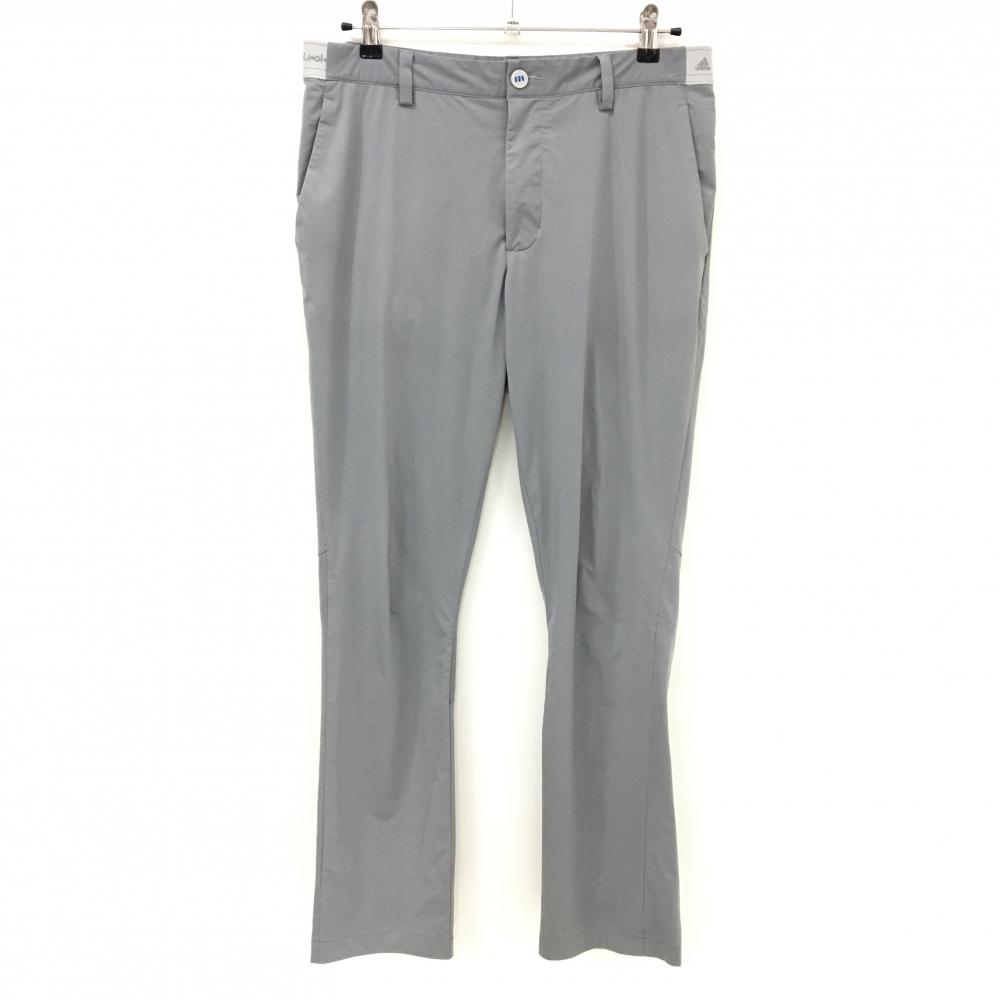 【美品】アディダス パンツ グレー ストレッチ ウエスト一部ゴム 膝裏パンチング メンズ O ゴルフウェア adidas