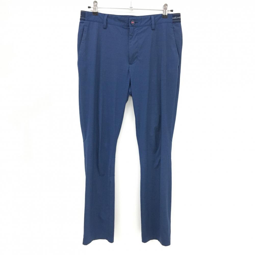 【超美品】アディダス パンツ ネイビー ストレッチ ウエスト一部ゴム 膝裏パンチング メンズ O ゴルフウェア adidas