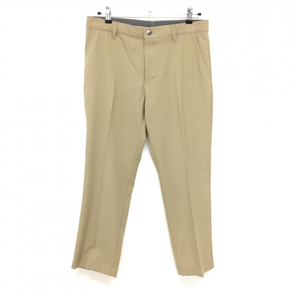 【美品】アディダス パンツ ベージュ 無地 ストレッチ ロゴ黒 メンズ 85 ゴルフウェア adidas