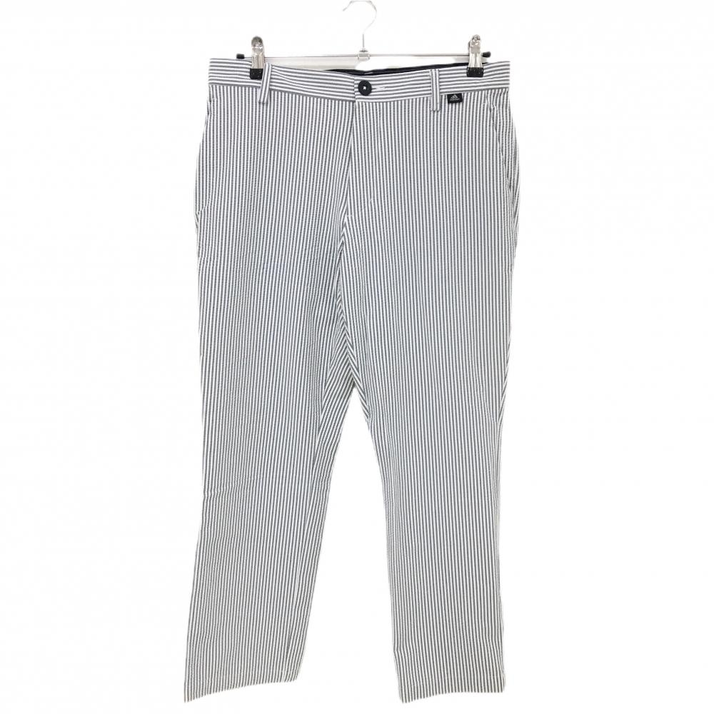 【美品】アディダス パンツ グレー×白 ストライプ サッカー生地  メンズ 85 ゴルフウェア adidas