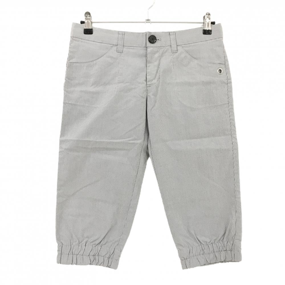 【美品】アディダス 五分丈パンツ 白×グレー ストライプ 裾ゴム メンズ M/M ゴルフウェア adidas