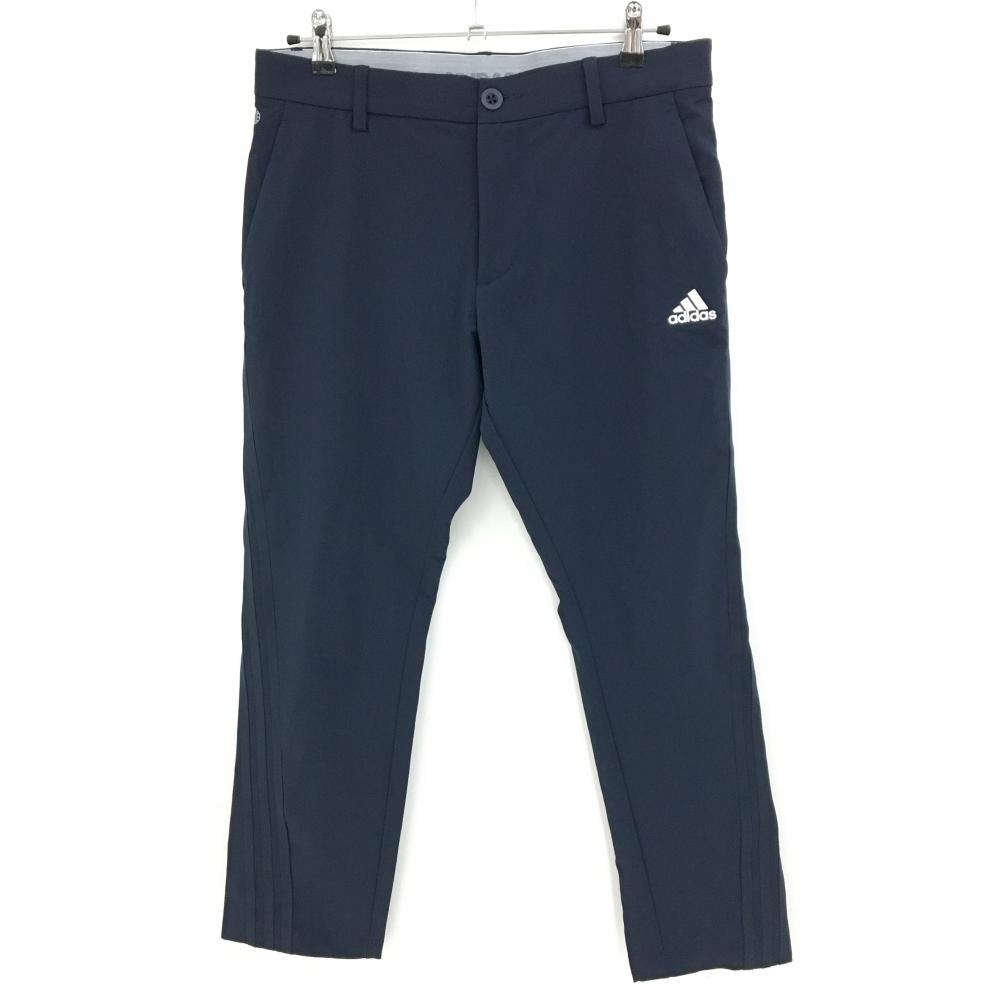【超美品】アディダス パンツ ネイビー 3ライン ロゴ白 ストレッチ メンズ 82 ゴルフウェア adidas